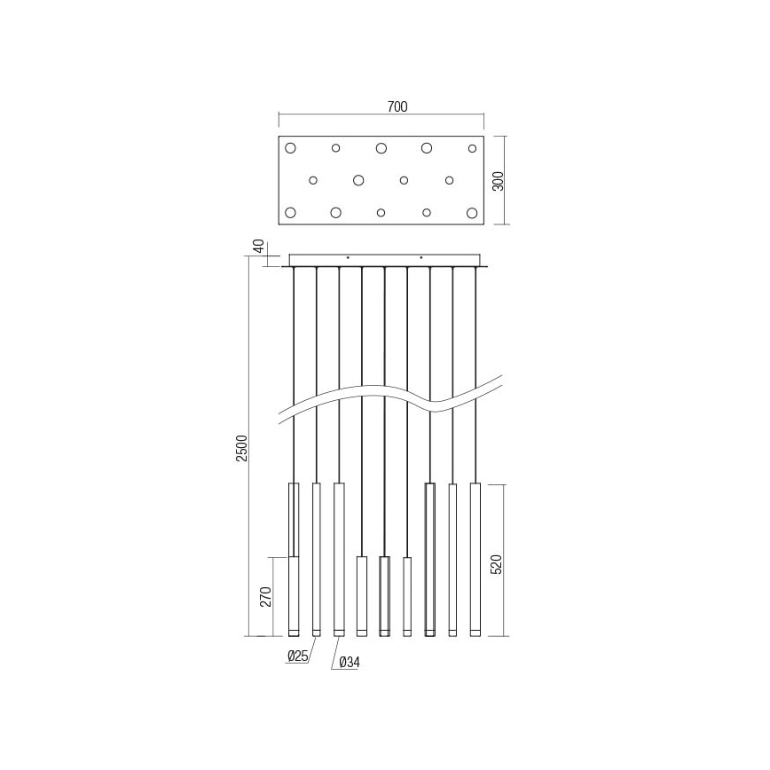 Redo 01-2055 - Lampadario LED a sospensione con filo MADISON 14xLED/4W/230V rame