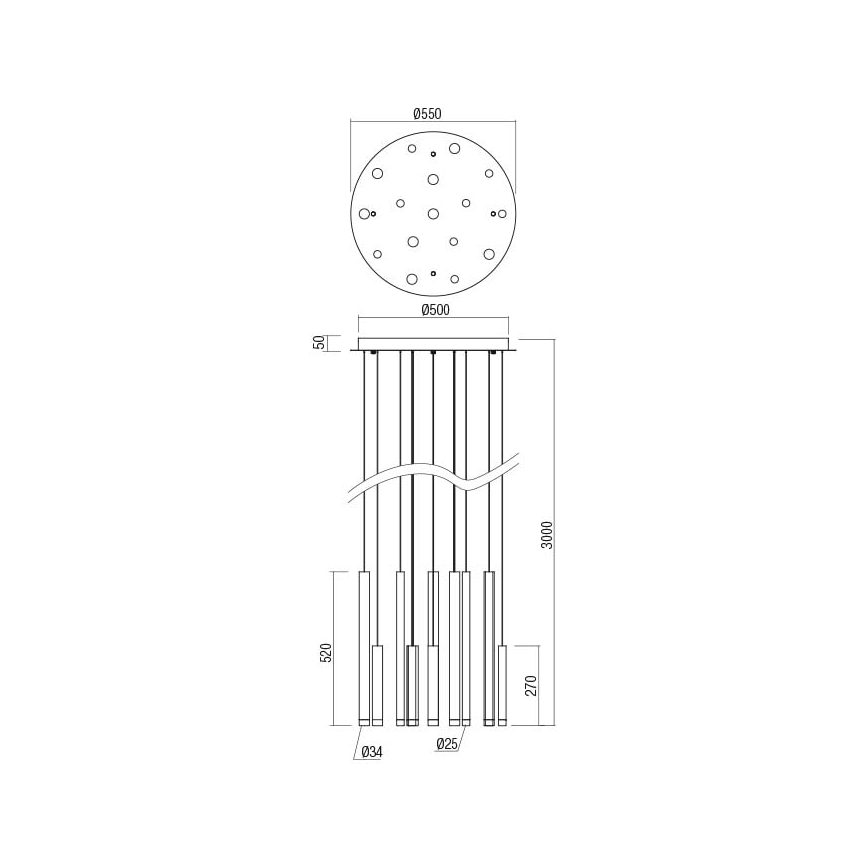 Redo 01-2060 - Suspension filaire MADISON 16xLED/4W/230V noir