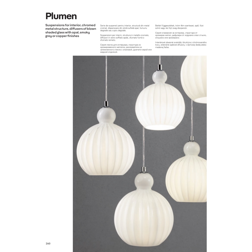 Redo 01-2064 - Suspension sur câble PLUMEN 1xE14/42W/230V Ø 15 cm cuivre
