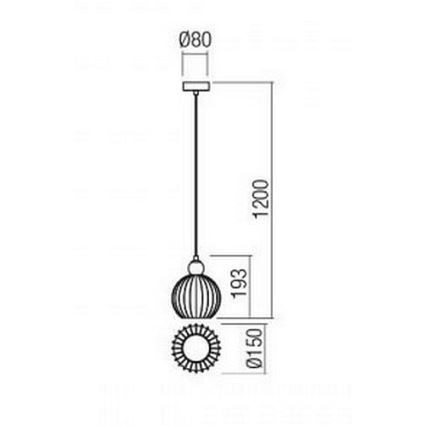 Redo 01-2064 - Suspension sur câble PLUMEN 1xE14/42W/230V Ø 15 cm cuivre