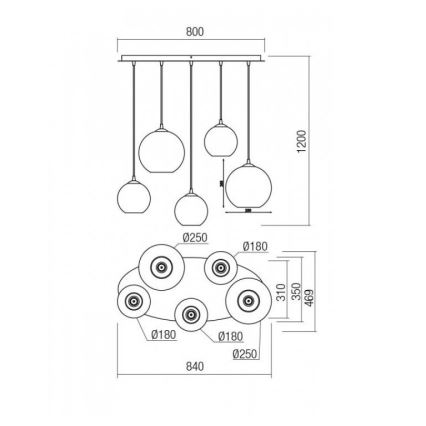 Redo 01-2079 - Hängeleuchte BOWL 5xE27/42W/230V rauchig