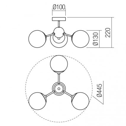 Redo 01-2176 - Lampadario a stelo SEMIA 3xE14/28W/230V nero/fumé