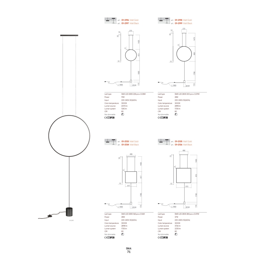 Redo 01-2197 - Lampada LED da terra SLICK LED/19W/230V nero