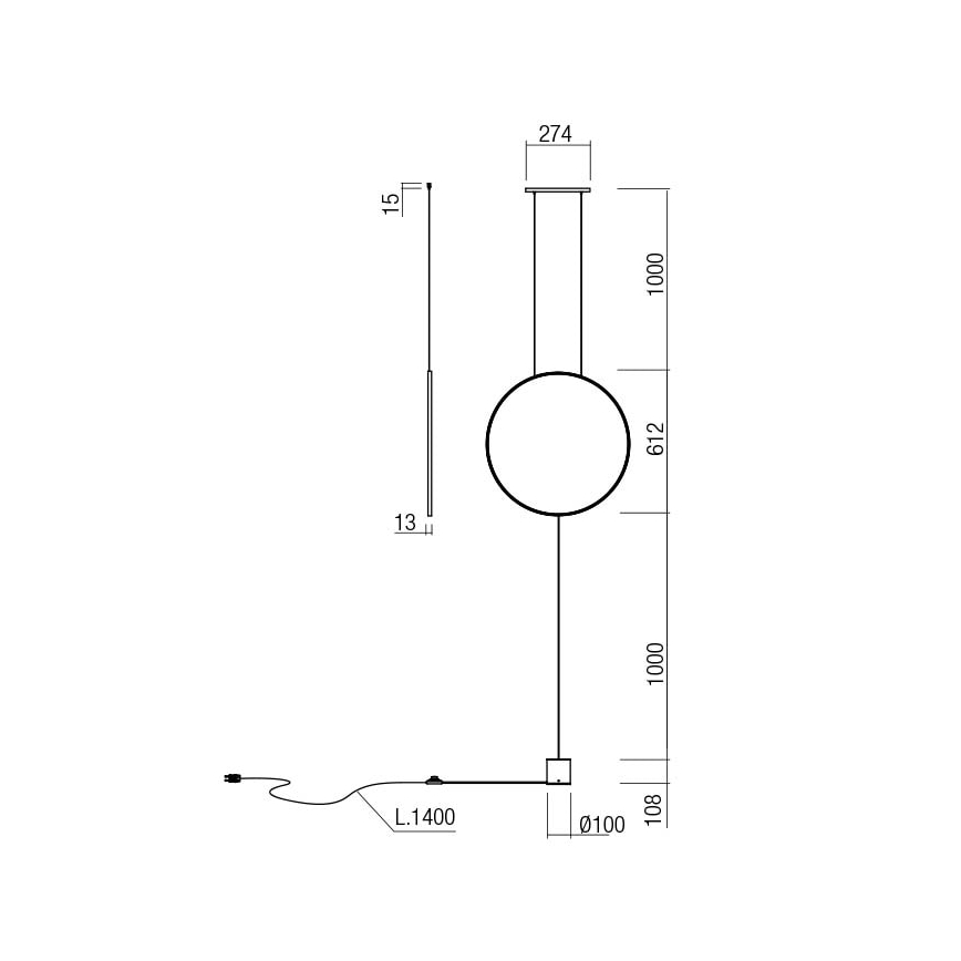 Redo 01-2197 - Lampada LED da terra SLICK LED/19W/230V nero