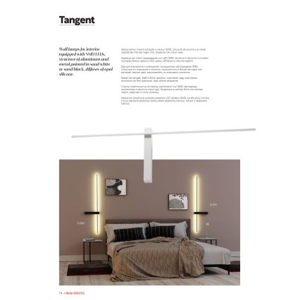 Redo 01-2201 - Applique da parete TANGENT LED/14W/230V 3000K 125,4 cm nero
