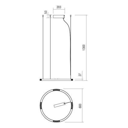 Redo 01-2202 - Lampadario LED a sospensione con filo UNION LED/34W/230V CRI 90 3000K diametro 60 cm bianco