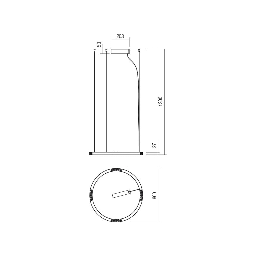 Redo 01-2202 - Lampadario LED a sospensione con filo UNION LED/34W/230V CRI 90 3000K diametro 60 cm bianco