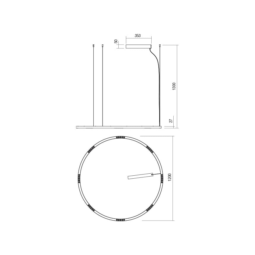 Redo 01-2209 - Lampadario LED a sospensione con filo UNION LED/68W/230V CRI 90 3000K diametro 120 cm oro