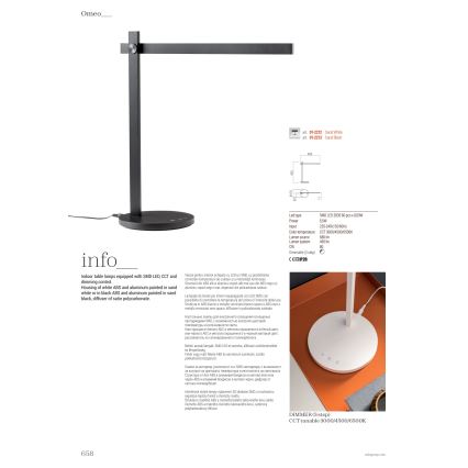 Redo 01-2213 - Lampada da tavolo LED dimmerabile con funzione Touch OMEO LED/5,5W/230V 3000/4500/6500K nero