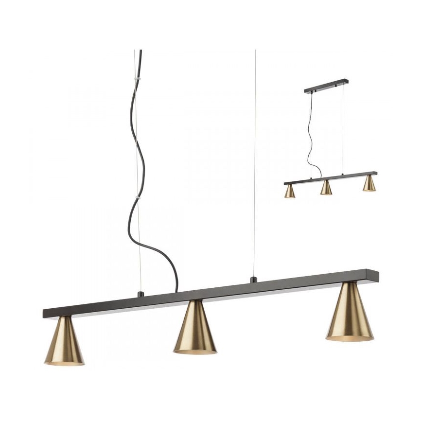 Redo 01-2218 - Lampadario a sospensione con filo ZUMA 3xGU10/15W/230V nero/oro