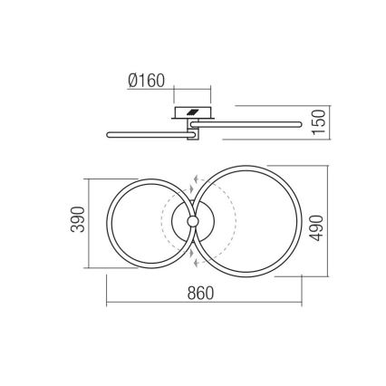Redo 01-2224 - Plafonnier à intensité variable SPELL LED/43W/230V 3000K chrome brillant