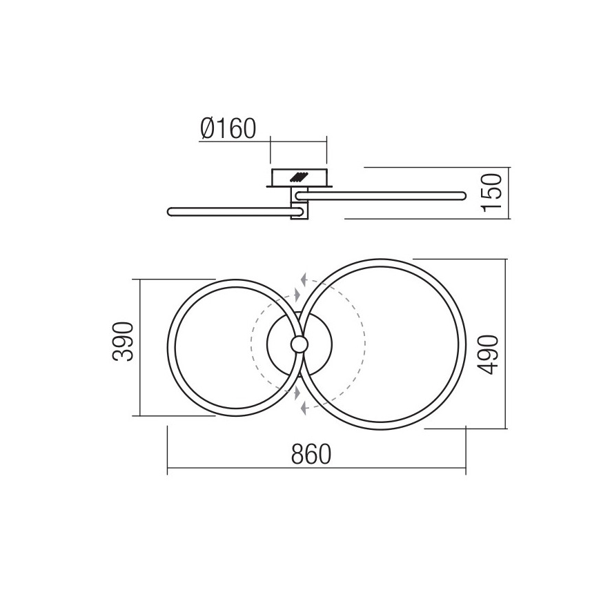 Redo 01-2224 - Plafonnier à intensité variable SPELL LED/43W/230V 3000K chrome brillant