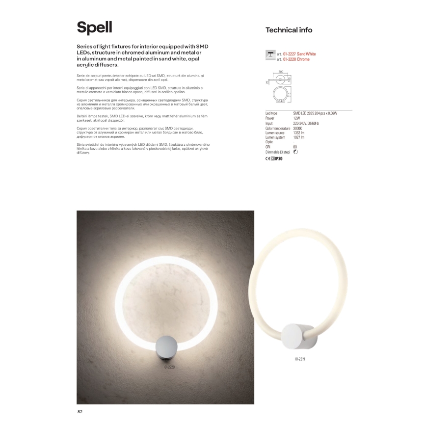 Redo 01-2226 - Plafonnier à intensité variable SPELL LED/54W/230V 3000K chrome brillant