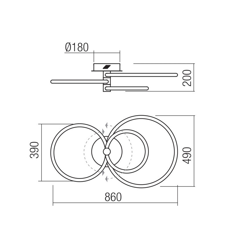 Redo 01-2226 - Plafonnier à intensité variable SPELL LED/54W/230V 3000K chrome brillant