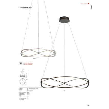 Redo 01-2251 - Lampadario a sospensione con filo LED dimmerabile QUARK LED/43W/230V 3000K diametro 60 cm cromo opaco