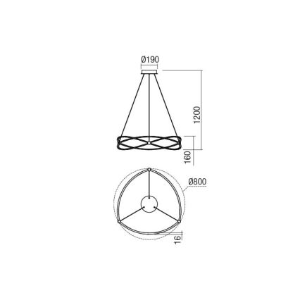 Redo 01-2251 - Lampadario a sospensione con filo LED dimmerabile QUARK LED/43W/230V 3000K diametro 60 cm cromo opaco