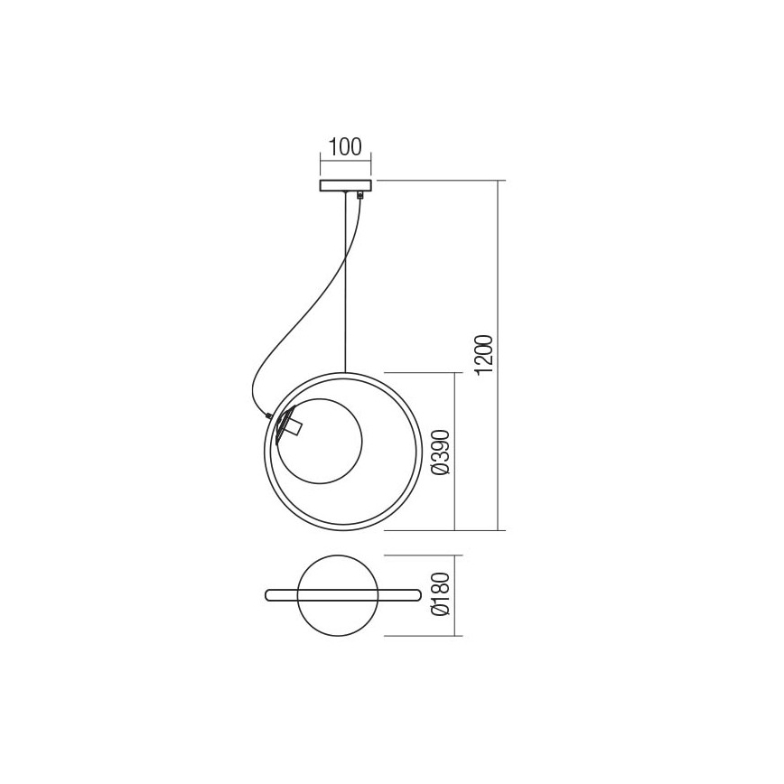 Redo 01-2322 - Suspension filaire KLEIDI 1xE27/42W/230V d. 39 cm noir