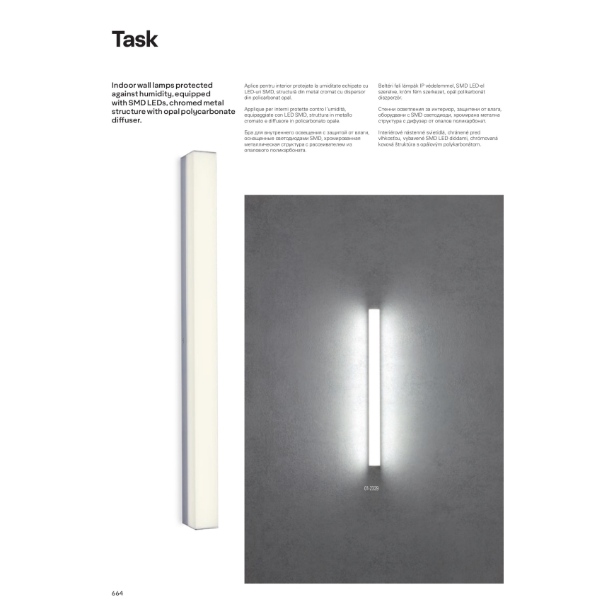 Redo 01-2330 - LED Badezimmerspiegel mit Beleuchtung TASK LED/18W/230V 90 cm CRI 90 IP44 Hochglanz-Chrom