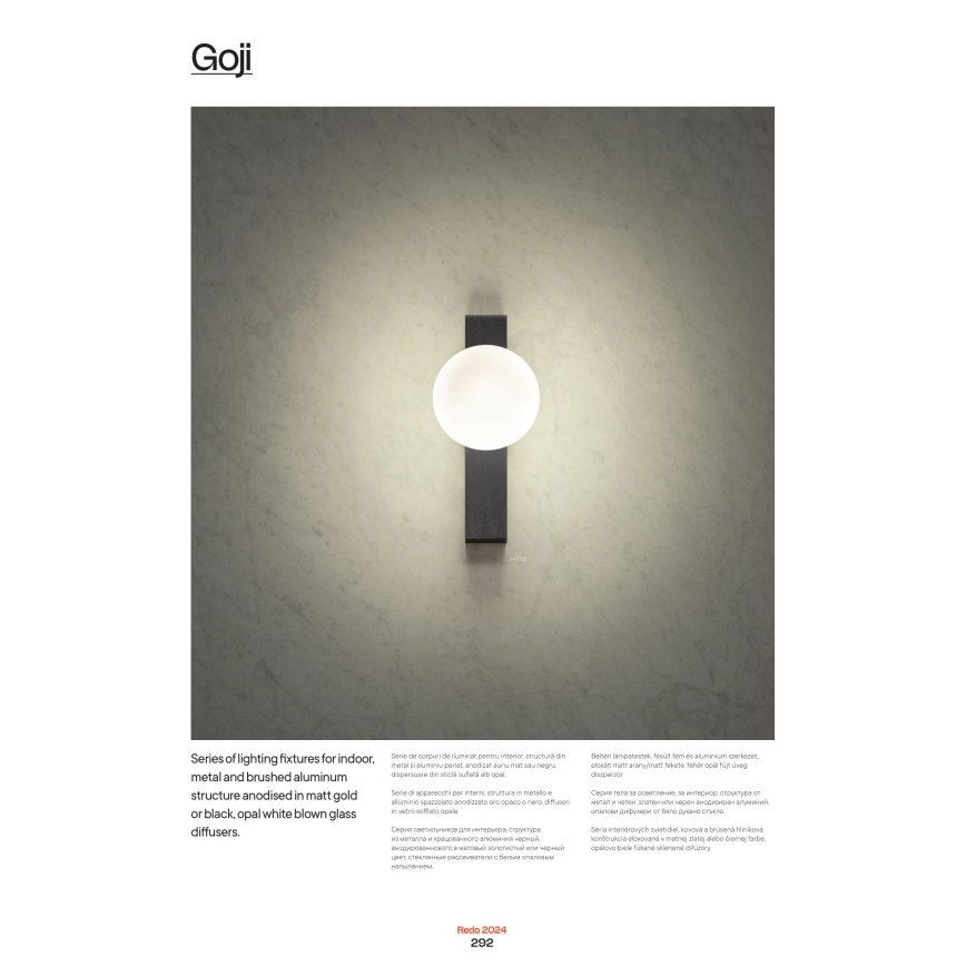 Redo 01-2373 - Applique murale GOJI 1xG9/28W/230V noir