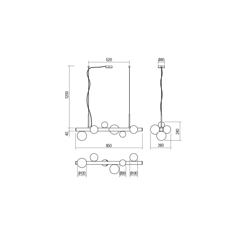Redo 01-2374 - Lampadario a sospensione con filo GOJI 6xG9/28W/230V oro