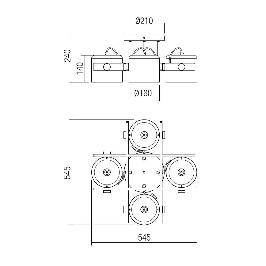 Redo 01-2401 - Aufsatzkronleuchter POOH 4xE27/42W/230V Buche