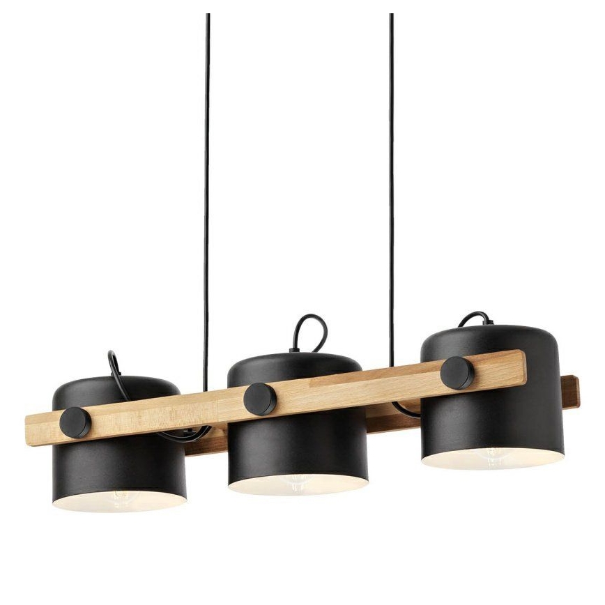 Redo 01-2403 - Lampadario a sospensione con filo POOH 3xE27/42W/230V faggio
