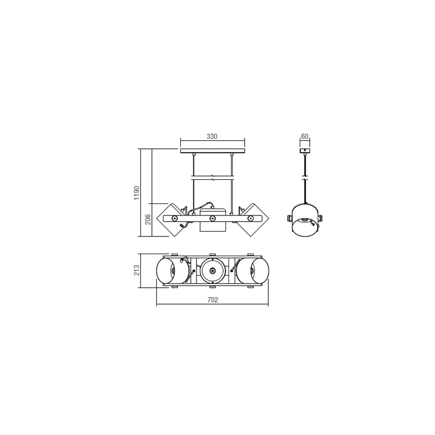Redo 01-2403 - Suspension filaire POOH 3xE27/42W/230V hêtre