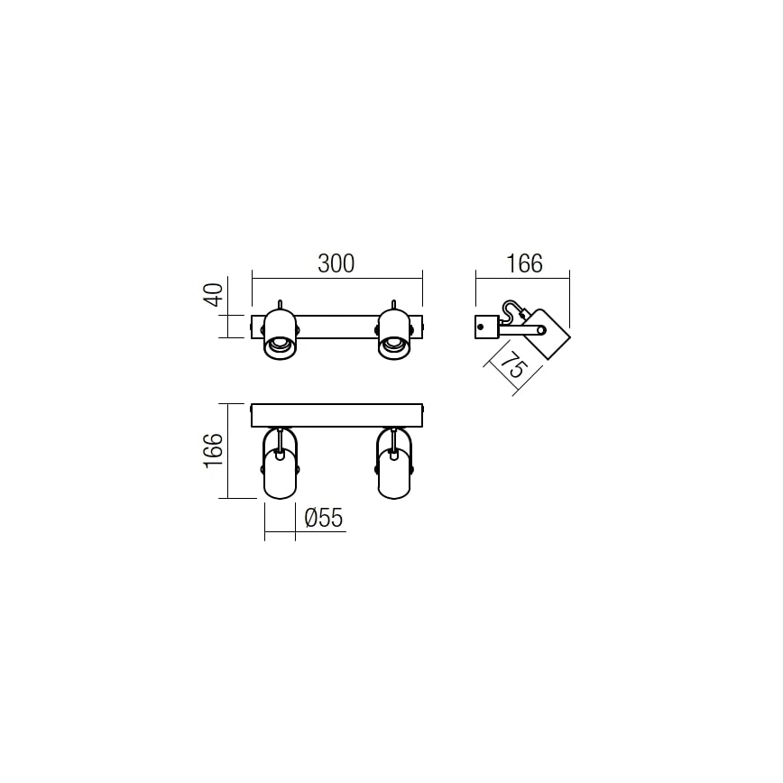 Redo 01-2416 - Applique TAFFI 2xE27/42W/230V nero/faggio
