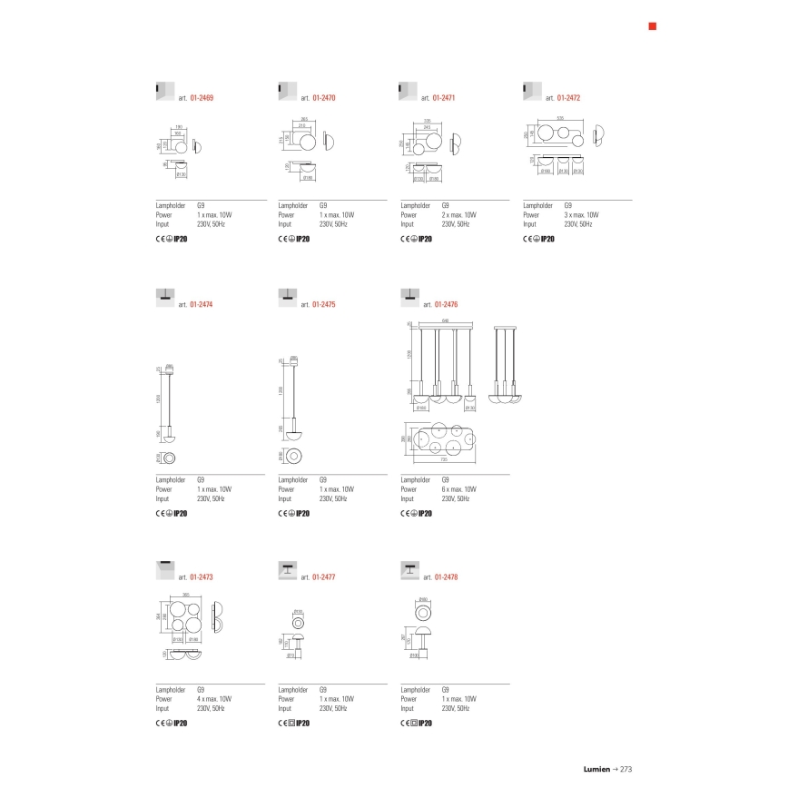 Redo 01-2471 - Applique murale LUMIEN 2xG9/10W/230V dorée/blanche