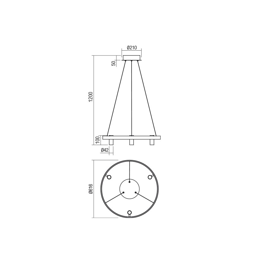 Redo 01-2490 - Lampadario LED a sospensione con filo SUMMIT LED/38W/230V CRI 90 diametro 61,6 cm oro
