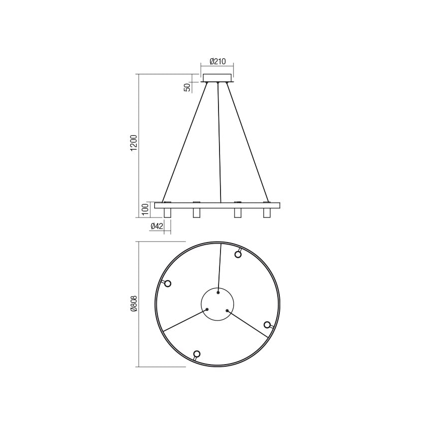 Redo 01-2492 - Suspension filaire SUMMIT LED/53,5W/230V CRI 90 d. 80,8 cm doré