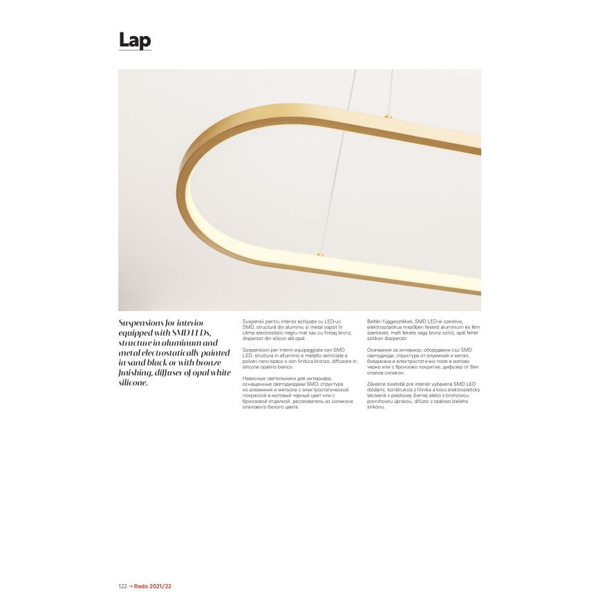 Redo 01-2523 - Lampadario a sospensione con filo LED dimmerabile LAP LED/32W/230V CRI 90 bianco