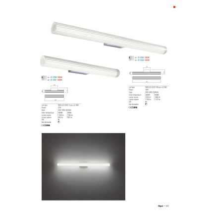 Redo 01-2591 - LED-Spiegelleuchte für Badezimmer RIGAL LED/12W/230V 4000K 90 cm CRI 90 IP44 Hochglanz-Chrom/Weiß