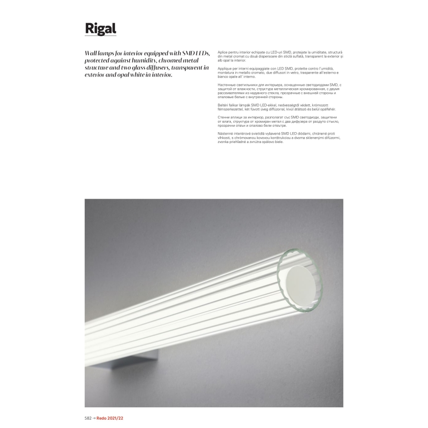 Redo 01-2593 - Illuminazione a LED per specchio da bagno RIGAL LED/18W/230V 91 cm CRI 90 IP44 cromo lucido/bianco