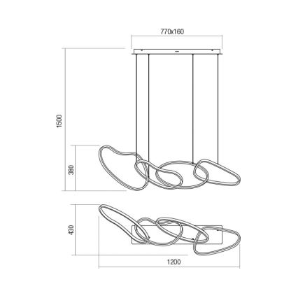 Redo 01-2594 - Lampadario a sospensione con filo LED dimmerabile BIAS LED/87,4W/230V CRI 90 3000K bianco