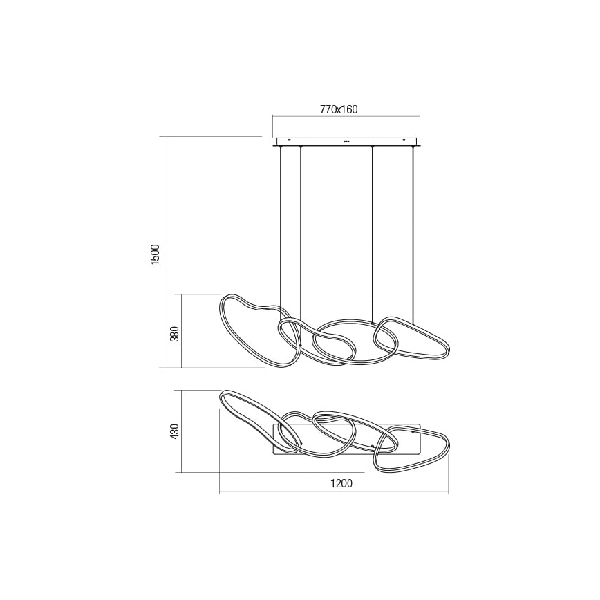 Redo 01-2594 - Dimmbare LED-Pendelleuchte an Seil BIAS LED/87,4W/230V 3000K CRI 90 Weiß