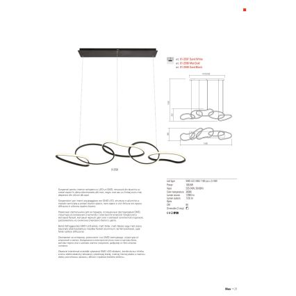 Redo 01-2599 - Lampadario a sospensione con filo LED dimmerabile BIAS LED/108,6W/230V CRI 90 3000K nero