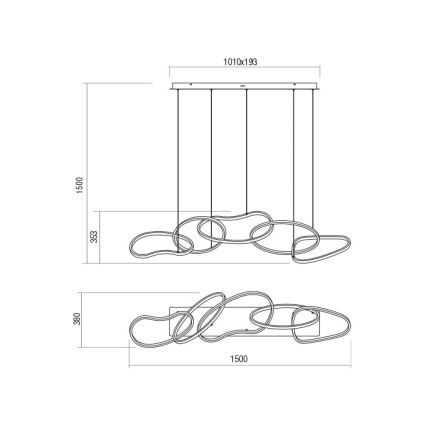 Redo 01-2599 - Lampadario a sospensione con filo LED dimmerabile BIAS LED/108,6W/230V CRI 90 3000K nero