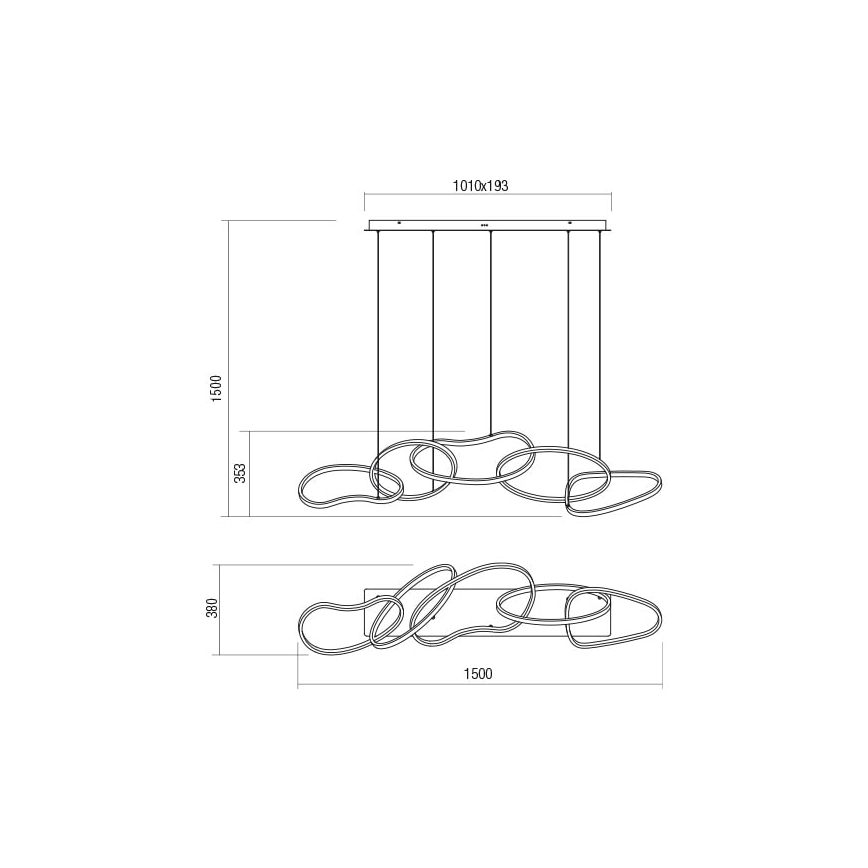 Redo 01-2599 - Lampadario a sospensione con filo LED dimmerabile BIAS LED/108,6W/230V CRI 90 3000K nero