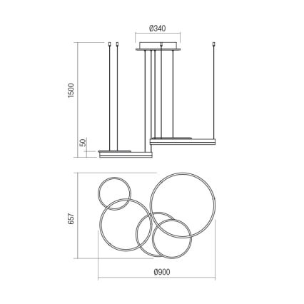 Redo 01-2605 - Lampadario a sospensione dimmerabile a cavo SIGUA LED/99W/230V CRI 90 bianco