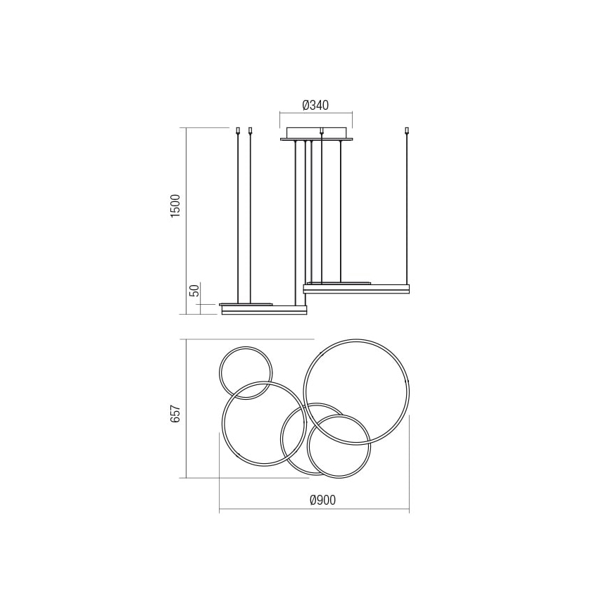 Redo 01-2607 - Suspension filaire à intensité variable SIGUA LED/99W/230V CRI 90 3000K marron