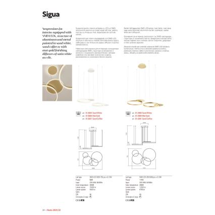 Redo 01-2608 - Suspension LED dimmable à câble SIGUA LED/114W/230V CRI 90 blanche