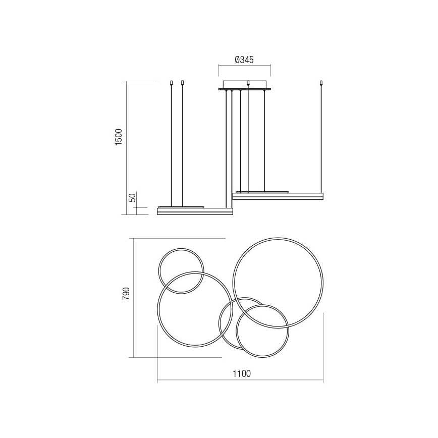 Redo 01-2610 - Suspension filaire à intensité variable SIGUA LED/114W/230V CRI 90 3000K marron