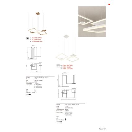 Redo 01-2614 - Lampadario LED dimmerabile a sospensione con cavo SIGUA LED/137W/230V CRI 90 bianco