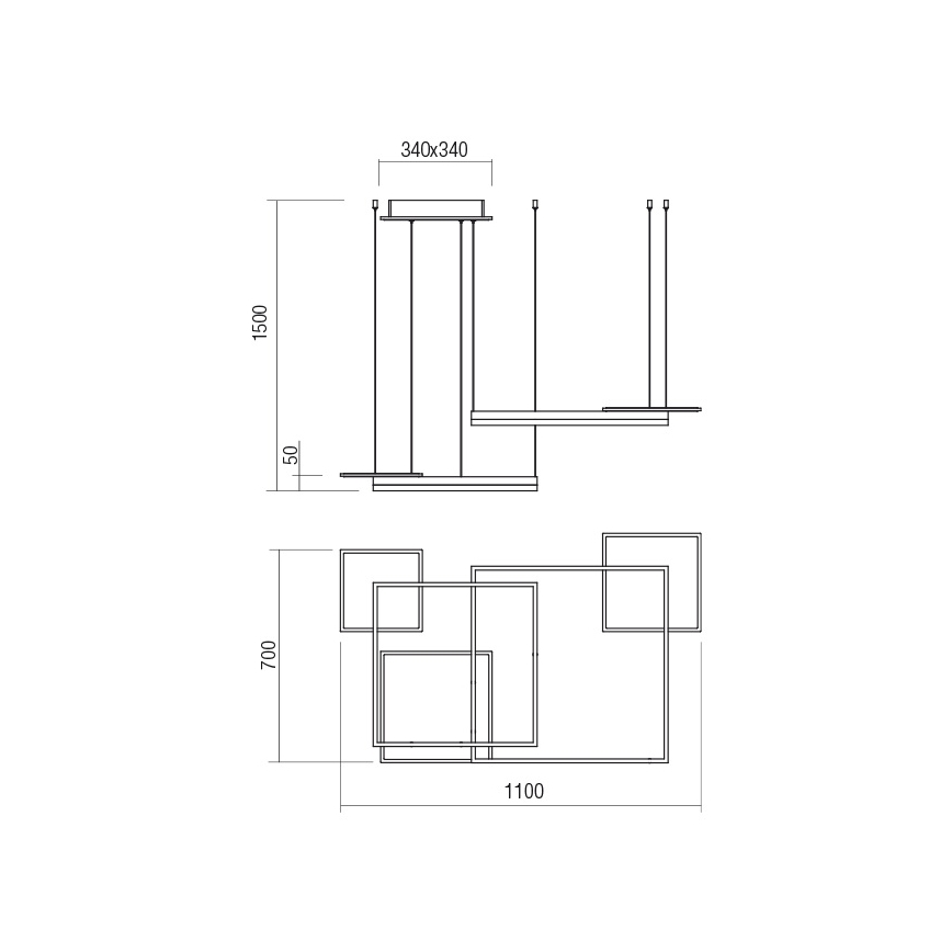 Redo 01-2615 - Lampadario a sospensione dimmerabile su cavo SIGUA LED/137W/230V CRI 90, finitura oro
