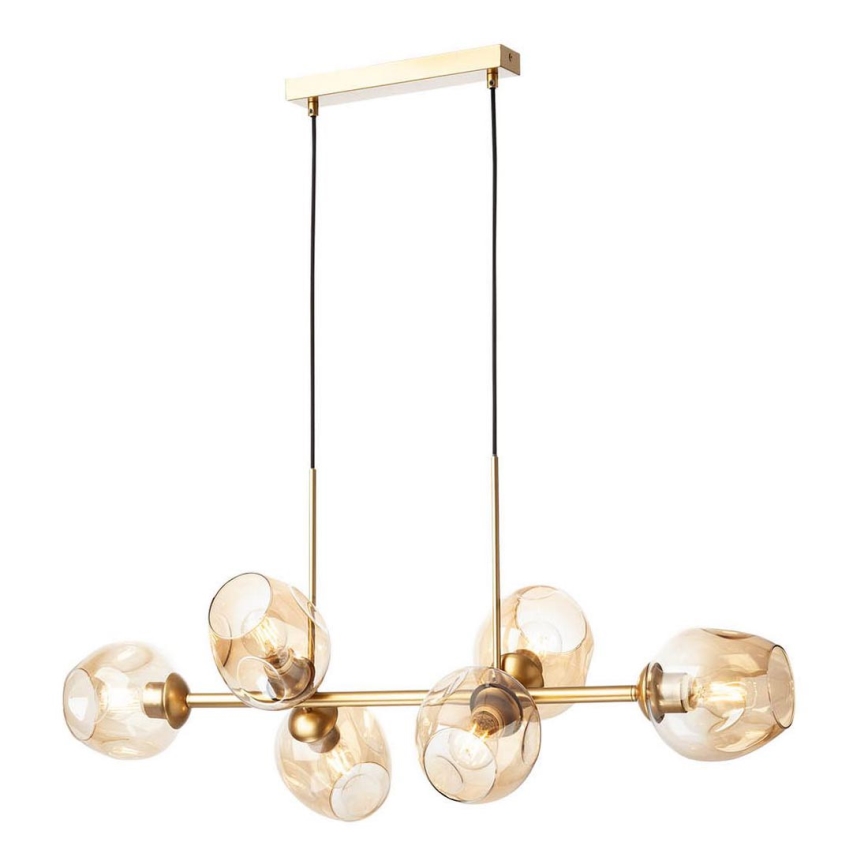 Redo 01-2619 - Suspension filaire PIERCE 6xE27/42W/230V doré/fumé
