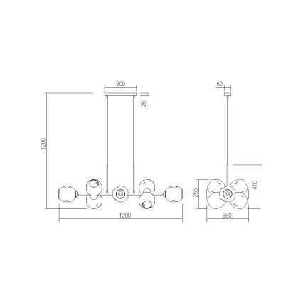 Redo 01-2619 - Suspension filaire PIERCE 6xE27/42W/230V doré/fumé