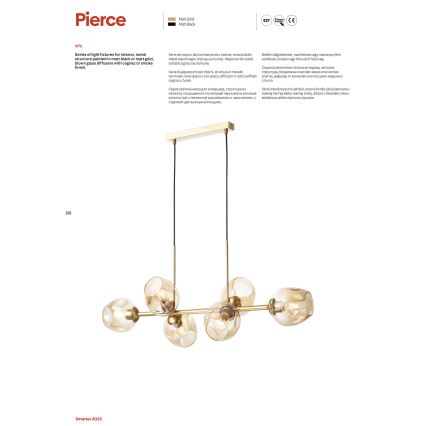 Redo 01-2620 - Lampadario a sospensione con filo PIERCE 6xE27/42W/230V nero/fumé