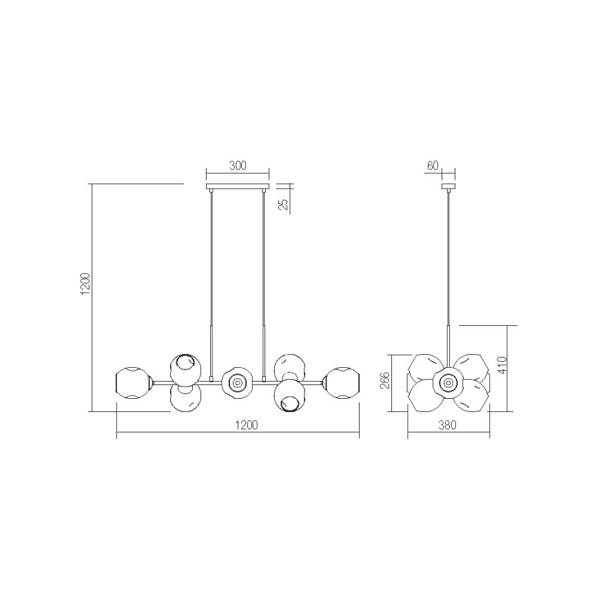 Redo 01-2620 - Lampadario a sospensione con filo PIERCE 6xE27/42W/230V nero/fumé