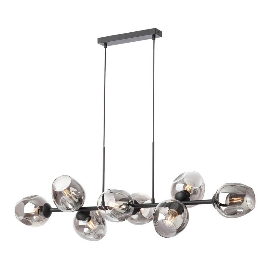 Redo 01-2622 - Suspension filaire PIERCE 8xE27/42W/230V noir/fumé